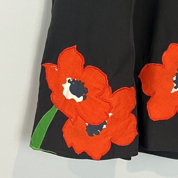 Emily Just Emily 1960s Wrap Skirt Black Red Appliqued Flowers Size Small Vtg - Picture 4 of 13